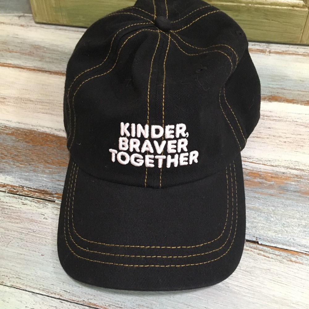 Born This Way Foundation KINDER BRAVER TOGETHER Black Hat White Embroidery O/S